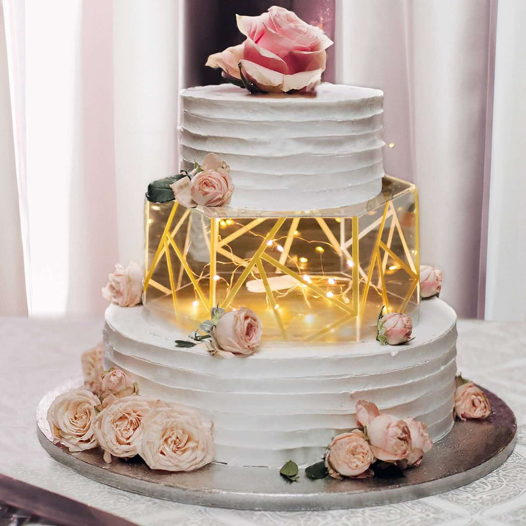 Gold Acrylic Hexagonal Cake Stand | eFavormart.com