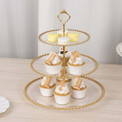 3-Tier Plastic Round Cupcake Tower Stand 14" Clear