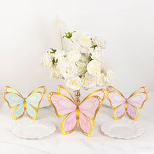 12 Pcs Pastel Color 3D Butterfly Table Centerpieces with Metallic Gold Foil Accents, Cardstock Paper