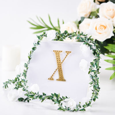Decorative Rhinestone Alphabet "X" Letter Stickers 4", Gold Glitter Adhesive Craft Letters - DIY Sparkle Embellishments