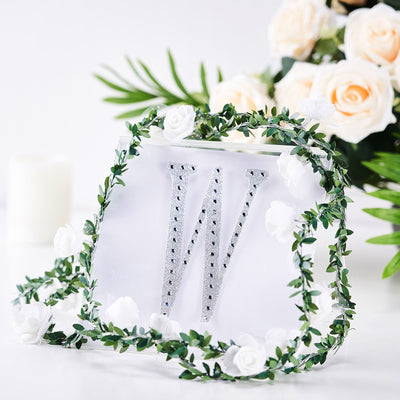 Decorative Rhinestone Alphabet "W" Letter Stickers 6", Silver Glitter Adhesive Craft Letters - DIY Sparkle Embellishments