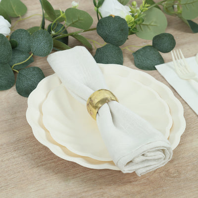 20 Pack Compostable Dessert Plates – 7" Cream Swirl Scalloped Pastel Color Salad Plates, Biodegradable Bamboo Tableware
