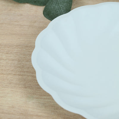 20 Pack Compostable Dinner Plates – 9" Light Blue Swirl Scalloped Pastel Color Party Plates, Biodegradable Bamboo Tableware