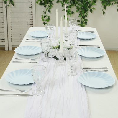 20 Pack Compostable Dinner Plates – 9" Light Blue Swirl Scalloped Pastel Color Party Plates, Biodegradable Bamboo Tableware