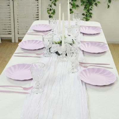 20 Pack Compostable Dinner Plates – 9" Lavender Lilac Swirl Scalloped Pastel Color Party Plates, Biodegradable Bamboo Tableware