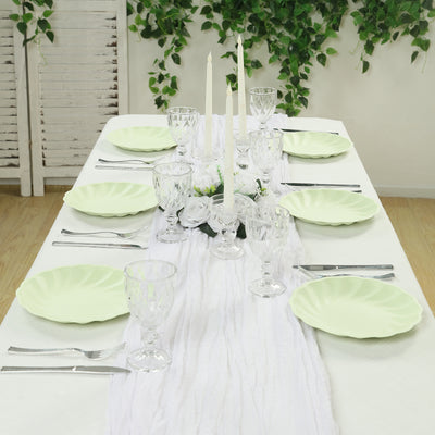 20 Pack Compostable Dinner Plates – 9" Sage Green Swirl Scalloped Pastel Color Party Plates, Biodegradable Bamboo Tableware