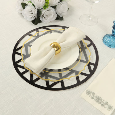 6-Pack Disposable Table Placemats 13" Black Laser Cut Geometric Triangle Design - 700GSM Cardboard Placemats
