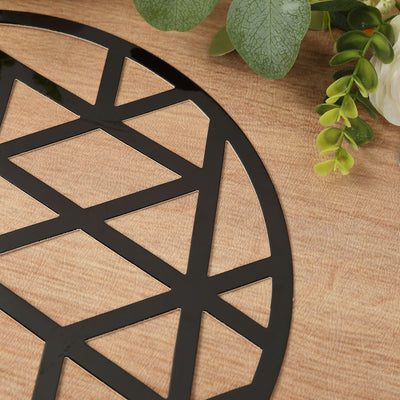 6-Pack Disposable Table Placemats 13" Black Laser Cut Geometric Triangle Design - 700GSM Cardboard Placemats