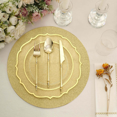 20-Pack Disposable Table Placemats 13" Gold Glitter - 210GSM Paper Placemats for Dazzling Events