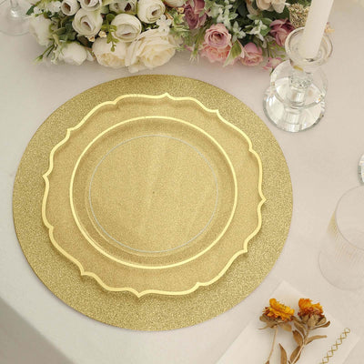 20-Pack Disposable Table Placemats 13" Gold Glitter - 210GSM Paper Placemats for Dazzling Events