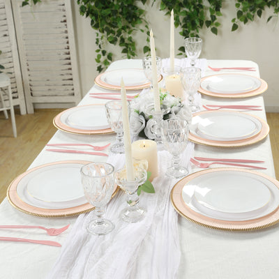 25-Pack Disposable Round Charger Plates 13" Blush Sunray Design with Gold Rim - 350GSM Heavy Duty Paper Placemats