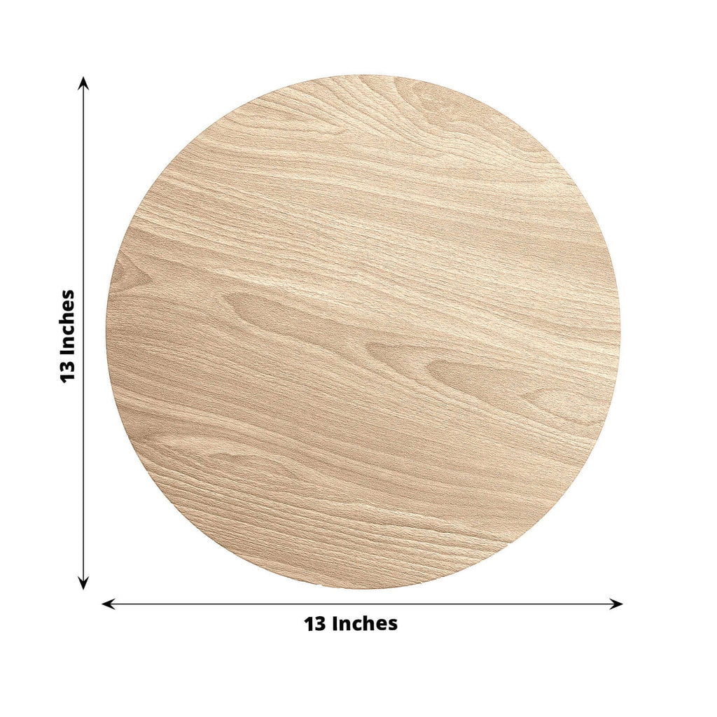 Natural Paper Placemats Walnut Wood Design Round Disposable