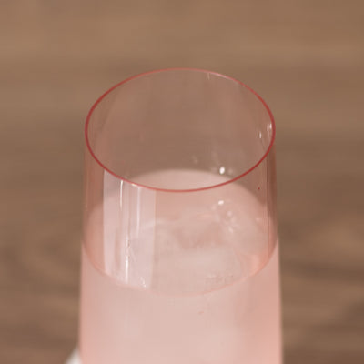 12 Pack Plastic Champagne Flutes in Transparent Blush, Reusable Lightweight Champagne Glass 9oz
