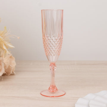 <h3 style="margin-left:0px;"><strong>&nbsp;Transparent Blush Crystal Cut Plastic Champagne Glasses</strong> <strong>for Wedding Toasts</strong>