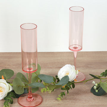 <h3 style="margin-left:0px;"><strong>Elegant Transparent Blush Reusable Plastic Champagne Flute Glasses</strong>