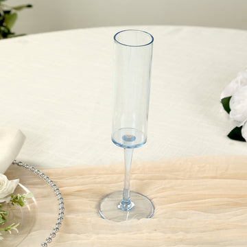 <h3 style="margin-left:0px;"><strong>Elegant Transparent Dusty Blue Reusable Plastic Champagne Flute Glasses</strong>