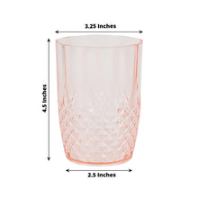 6 Pack Transparent Blush Reusable Plastic All-Purpose Cups in Crystal Cut Style