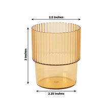 12 Pack Amber Gold Stackable Ribbed Reusable Plastic Tumblers, Shatterproof Short Drinking