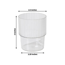 12 Pack Clear Stackable Ribbed Reusable Plastic Tumblers, Shatterproof Short Drinking