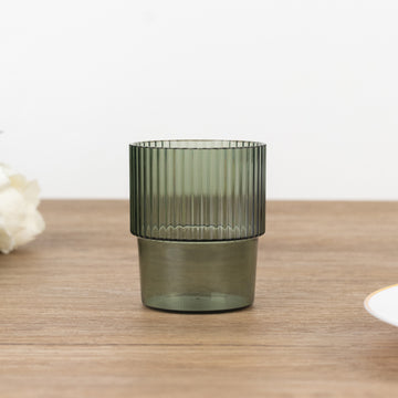 <h3 style="margin-left:0px;"><strong>Hunter Emerald Green Stackable Ribbed Tumblers</strong>