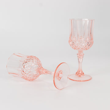 <h3 style="margin-left:0px;"><strong>Elegant Transparent Blush Wine Goblets with Crystal-Cut Finish</strong>