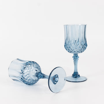 <h3 style="margin-left:0px;"><strong>Elegant Dusty Blue Wine Goblets with Crystal-Cut Finish</strong>