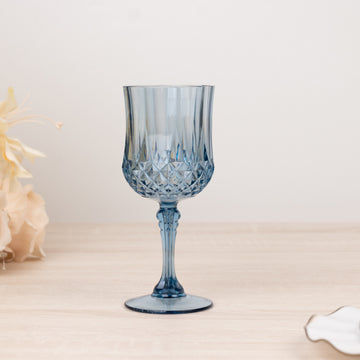 <h3 style="margin-left:0px;"><strong>Dusty Blue Crystal Cut Plastic Wine Glasses for Any Occasion</strong>