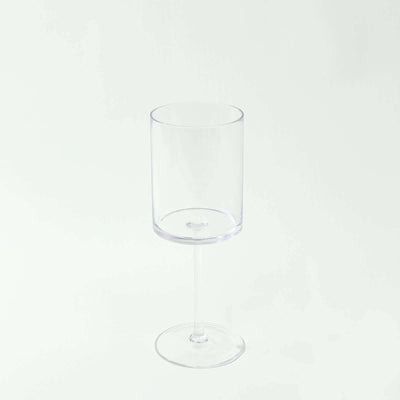 6-Pack Clear Plastic Cylindrical Wine Glasses 10oz, Long Stem - Shatterproof Reusable Cocktail Glasses