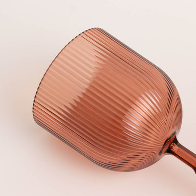 12-Pack Dusty Rose Plastic Wine Glasses 9oz, Vintage Ribbed Pattern - Reusable Shatterproof Goblets