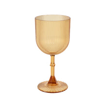 12 Pack Amber Gold Reusable Plastic Wine Glasses with Vintage Ribbed Pattern#whtbkgd