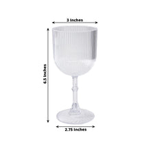 12 Pack Clear Reusable Plastic Wine Glasses with Vintage Ribbed Pattern