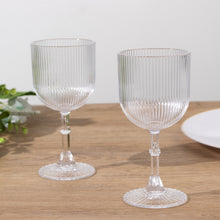 12 Pack Clear Reusable Plastic Wine Glasses with Vintage Ribbed Pattern