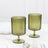 12-Pack Dusty Sage Green Plastic Wine Glasses 12oz, Vintage Ribbed Pattern Short Stemmed