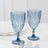 12 Pack Diamond Cut Vintage Plastic Wine Goblets – Dusty Blue 11oz Embossed Reusable