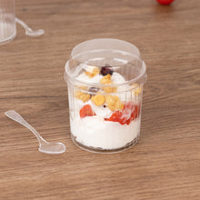 24 Pack Clear Ribbed Plastic Fruit Dessert Cups with Lids and Spoons, 5oz Mini Disposable Parfait