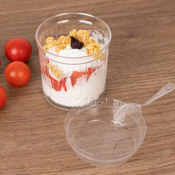 <h3 style="margin-left:0px;"><strong>Clear Ribbed Plastic Fruit Cups for Stylish Dessert Presentation</strong>