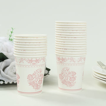 <h3 style="margin-left:0px;"><strong>Elegant White Pink French Toile Paper Cups</strong>