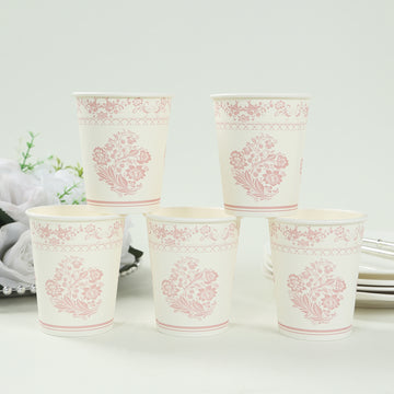 <h3 style="margin-left:0px;"><strong>Eco-Friendly White Pink Floral Print Paper Cups</strong>