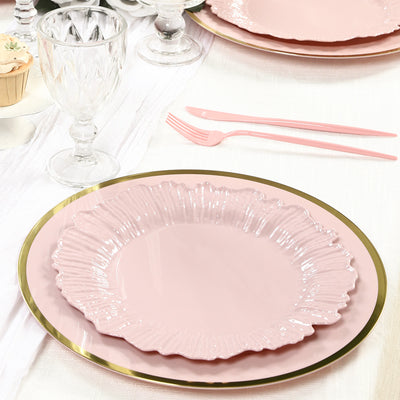 20-Pack Blush Reef Design Plastic Plates – 10" Dinner Party Plates – Elegant Disposable Tableware