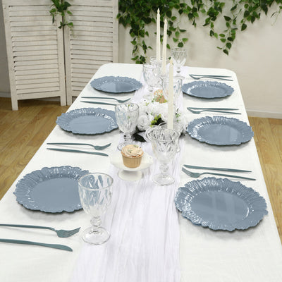 20-Pack Dusty Blue Reef Design Plastic Plates – 10" Dinner Party Plates – Elegant Disposable Tableware
