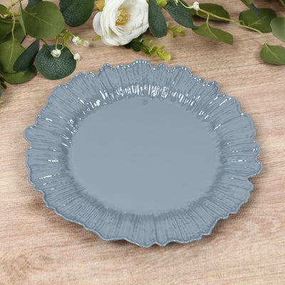 20-Pack Dusty Blue Reef Design Plastic Plates – 10" Dinner Party Plates – Elegant Disposable Tableware