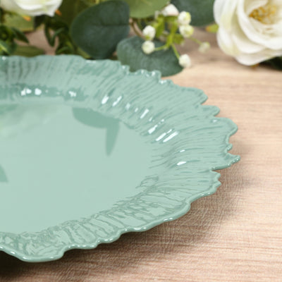 20-Pack Dusty Sage Green Reef Design Plastic Plates – 10" Dinner Party Plates – Elegant Disposable Tableware