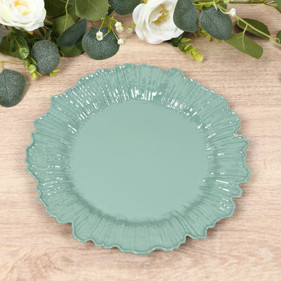 20-Pack Dusty Sage Green Reef Design Plastic Plates – 10" Dinner Party Plates – Elegant Disposable Tableware