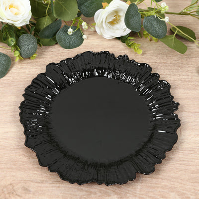 20-Pack Black Reef Design Plastic Plates – 10" Dinner Party Plates – Elegant Disposable Tableware