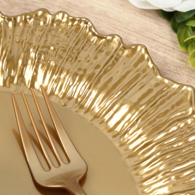 20-Pack Gold Reef Design Plastic Plates – 10" Dinner Party Plates – Elegant Disposable Tableware