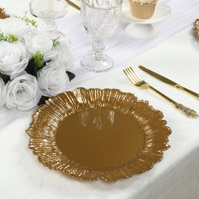 20-Pack Gold Reef Design Plastic Plates – 10" Dinner Party Plates – Elegant Disposable Tableware