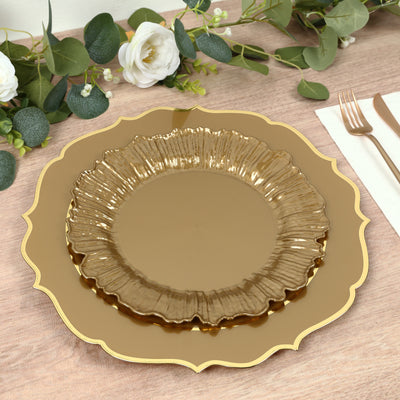 20-Pack Gold Reef Design Plastic Plates – 10" Dinner Party Plates – Elegant Disposable Tableware