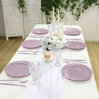 20-Pack Lavender Lilac Reef Design Plastic Plates – 10" Dinner Party Plates – Elegant Disposable Tableware