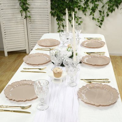 20-Pack Taupe Reef Design Plastic Plates – 10" Dinner Party Plates – Elegant Disposable Tableware