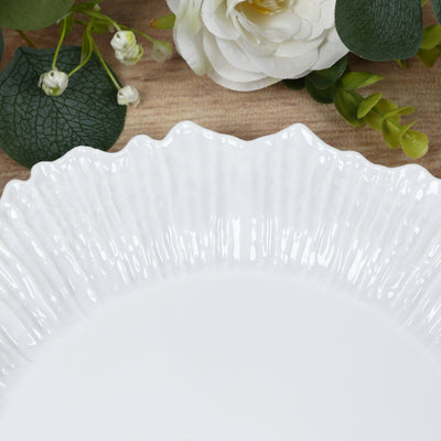 20-Pack White Reef Design Plastic Plates – 10" Dinner Party Plates – Elegant Disposable Tableware